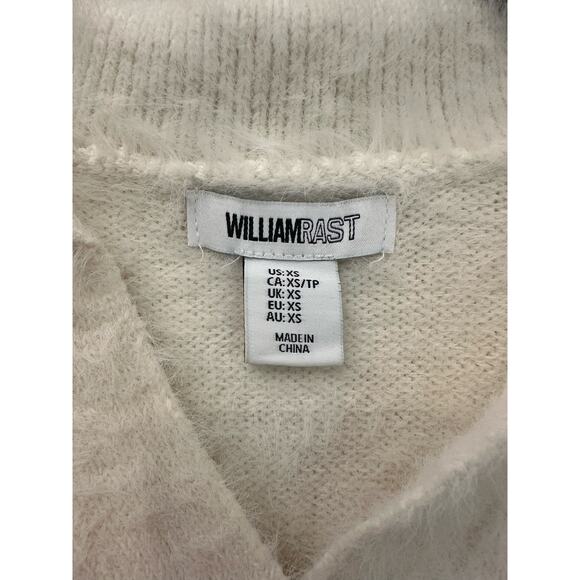 William Rast Ivory Cropped Shaggy Fuzzy  sweater Furry Preppy clueless Sz XS - Picture 3 of 7